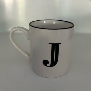 Threshold White Ceramic Mug with Black Monogram "J"